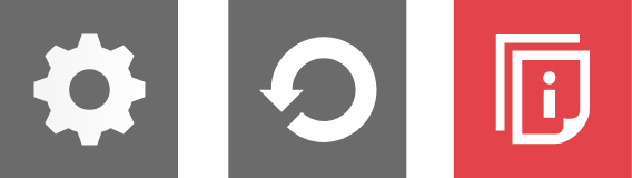 Recite Me Settings icons - gear, reset, information